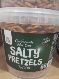 SALTY PRETZELS BY NATURE'S DELIGHT RESEAL TUB 1KG 